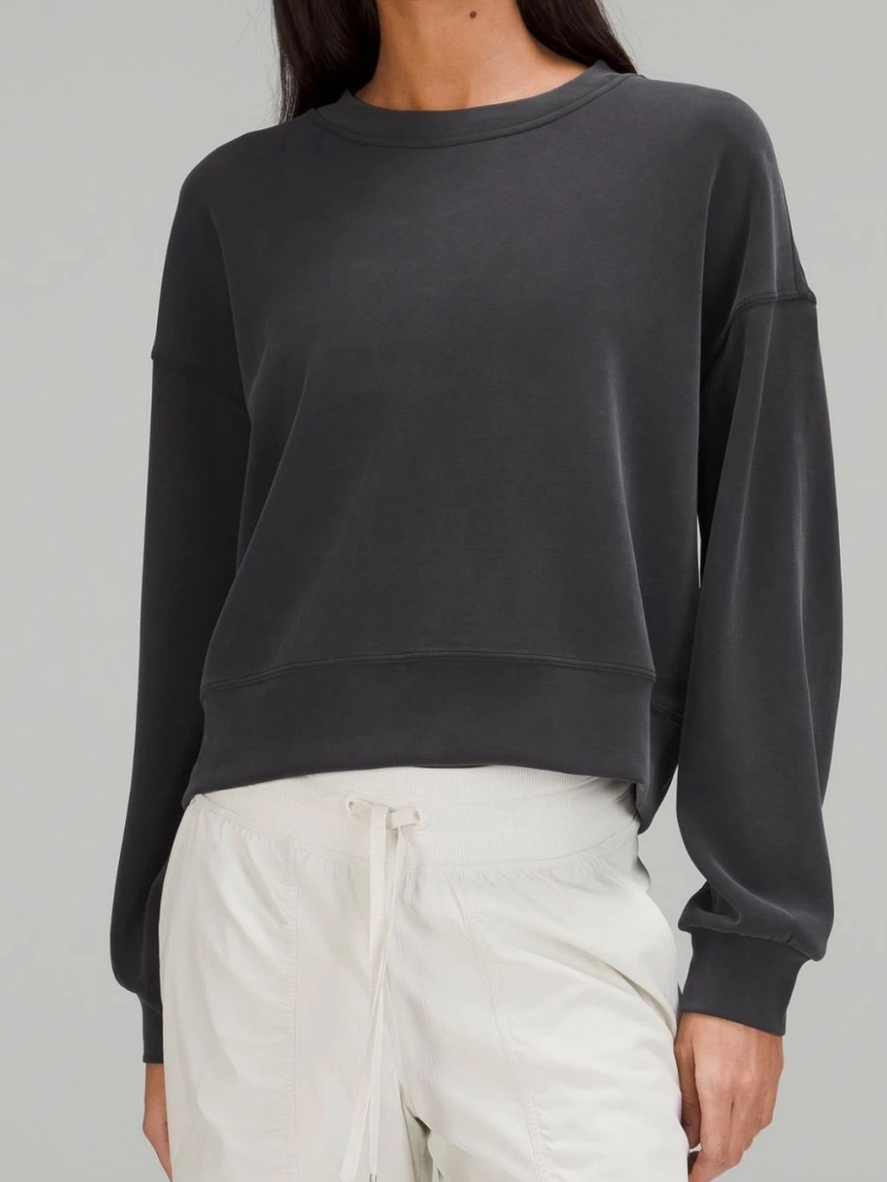 lululemon athletica Black Crop Oversized Crewneck Softstreme Sweatshirt size 6